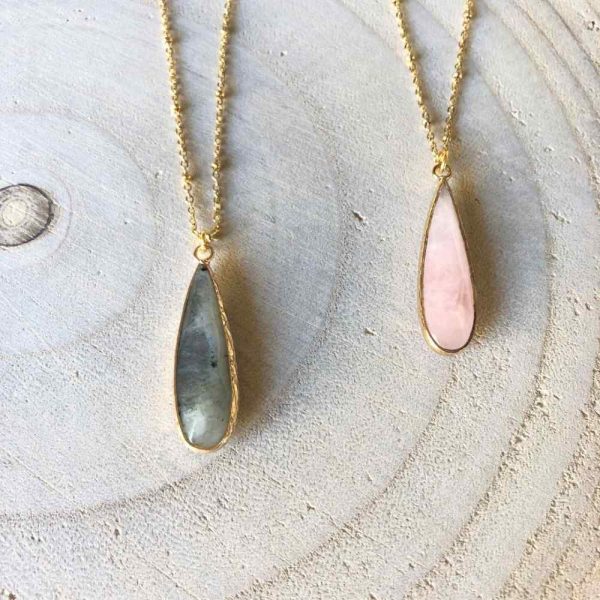 Collier Goutte en Quartz Rose – Image 4
