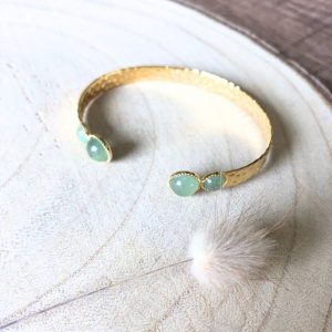 jonc en amazonite double pierre